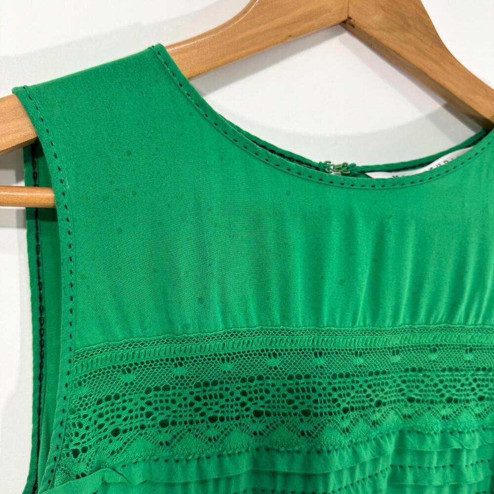 Max Studio Women’s Size XS Green Lightweight Pleated Crochet Detail Mini Dress - Picture 5 of 12